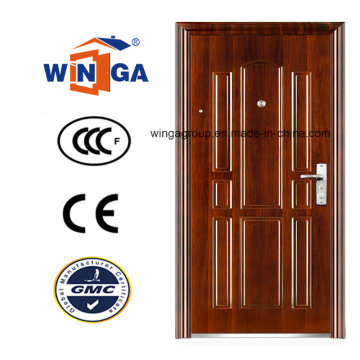 Polnisch Braun Farbe Eingang Sicherheit Metall Stahl Tür (WS-124)